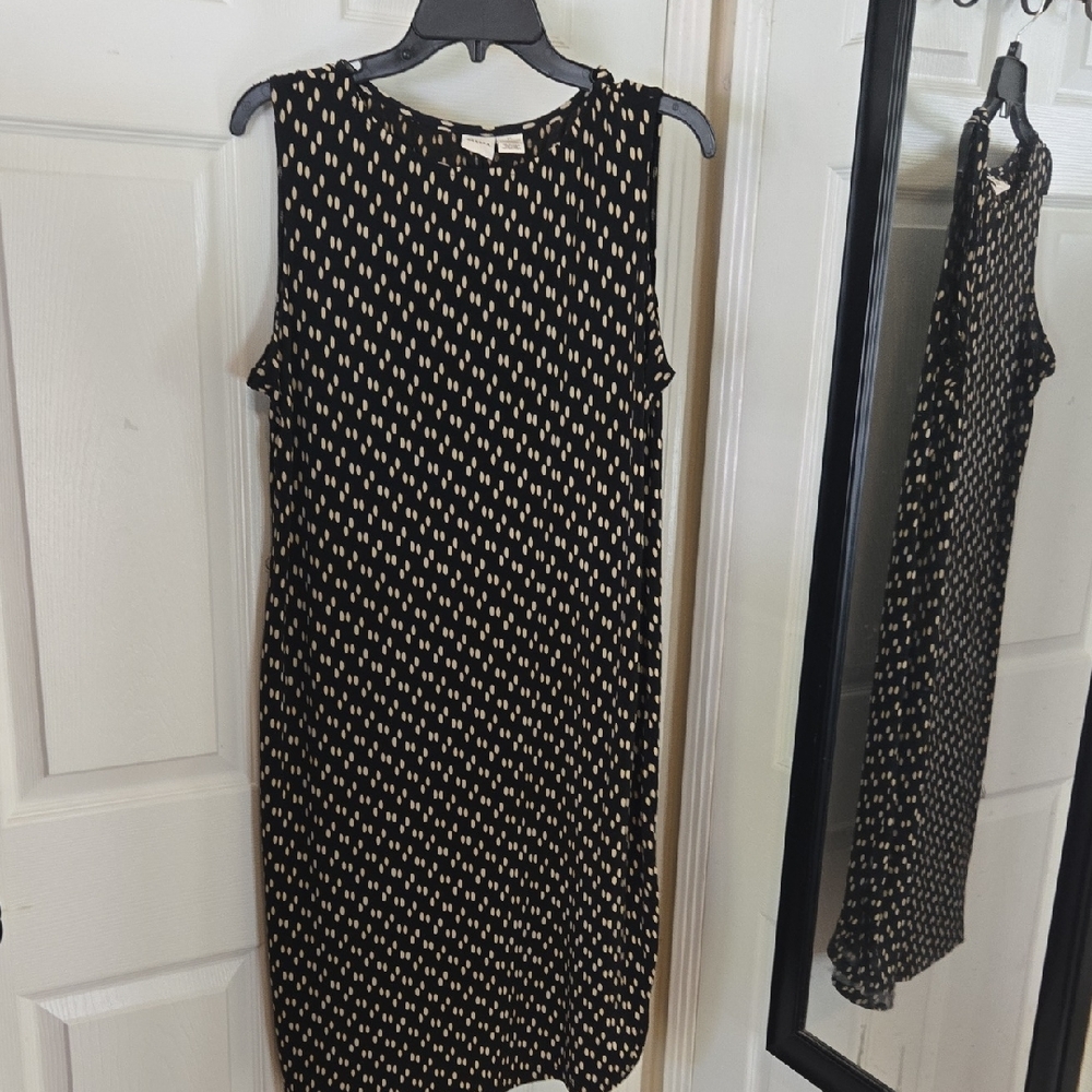 Merona Black Midi Dress with Cream Dot Print